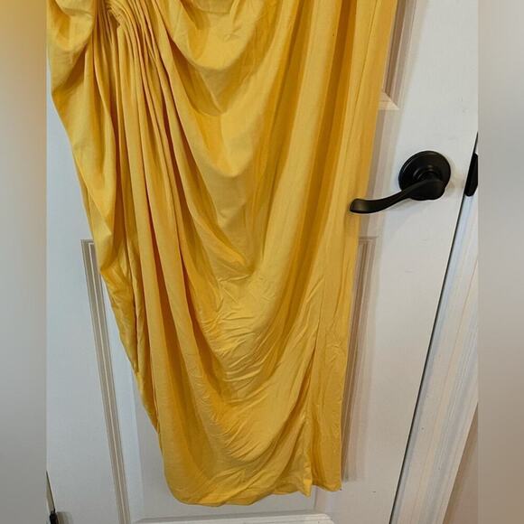 Eloquii Gathered Ruched Side High Slit Golden Yellow Dress - NWT - 22W - Picture 4 of 9